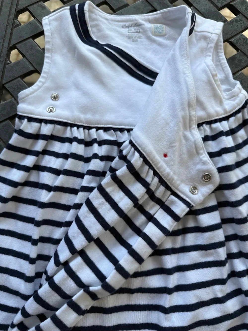 Ralph Lauren White & Navy Striped Baby Dress